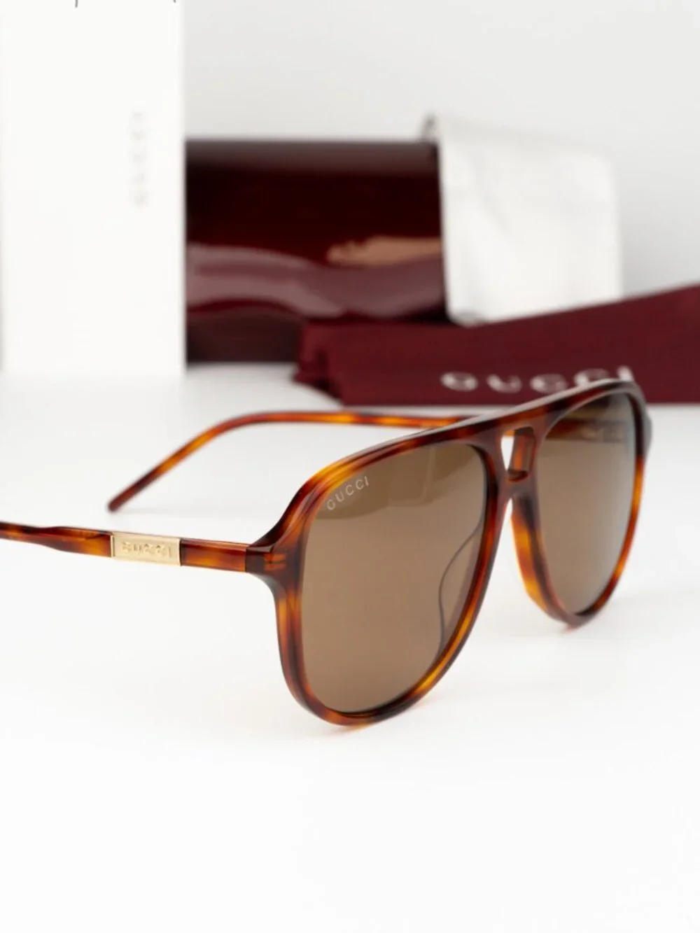 Gucci Men Sunglasses Havana Brown Pilot GG1156S 003 NEW AUTHENTIC